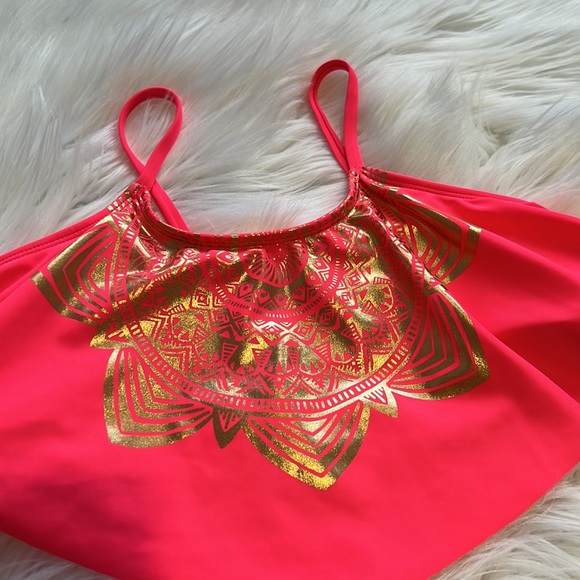 💝 10/$10 💝 Mandala Bikini Top GLITTER BEACH Size 14 - Picture 2 of 7